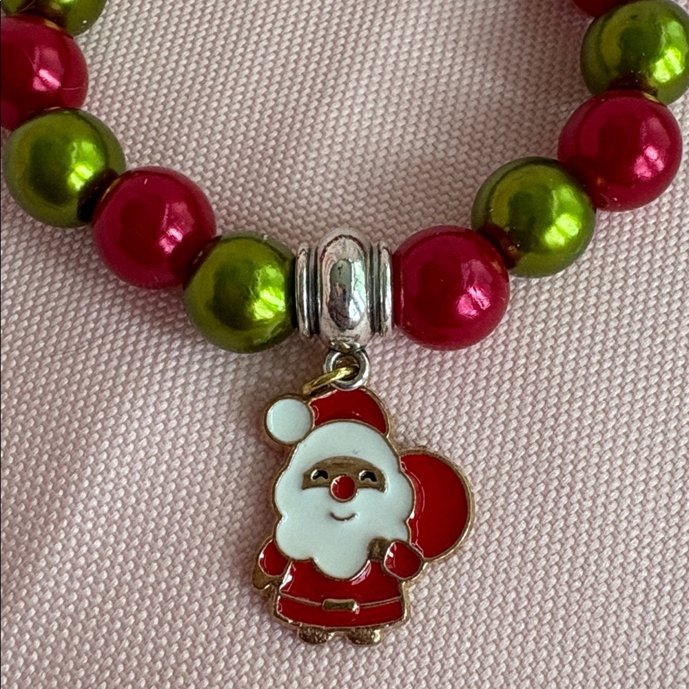 Festive Christmas Santa Charm Beaded Bracelet